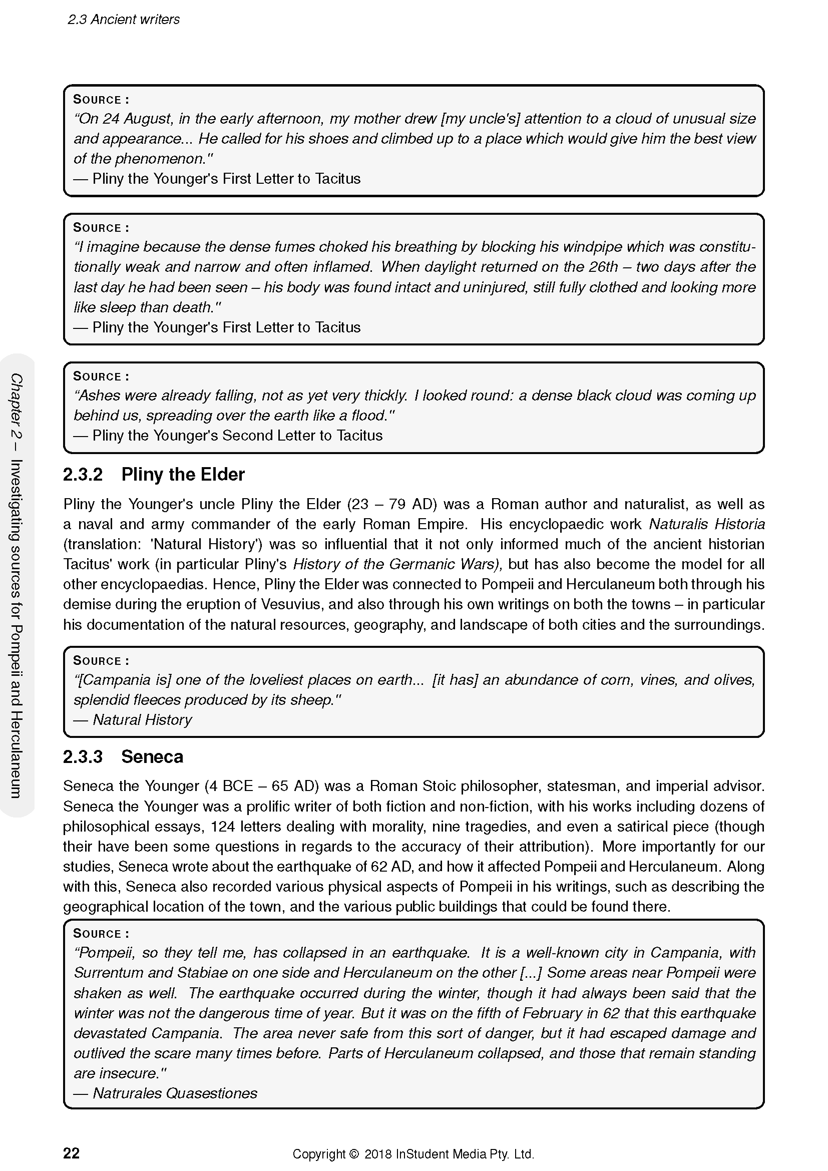 Ancient History Course Notes for HSC Year 12 by ATAR Notes, displaying a page about ancient writers with source quotes.