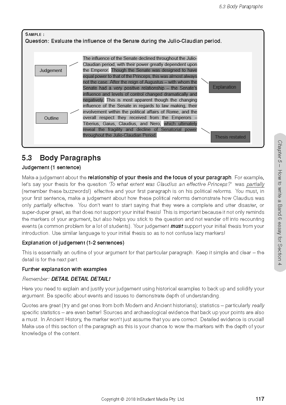 Course notes by ATAR Notes, displaying a sample essay structure with text blocks, labels, and headings on a white page.