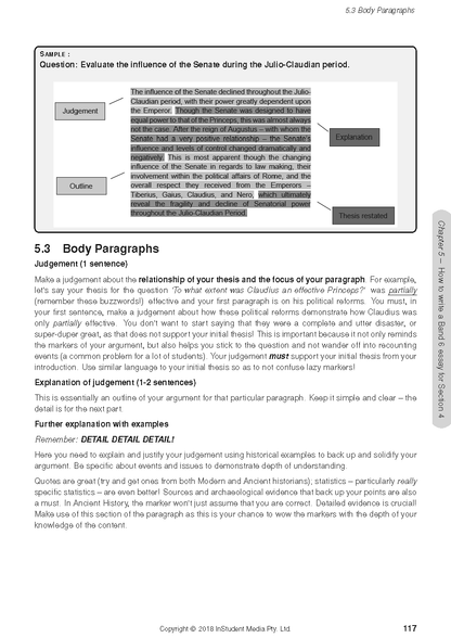 Course notes by ATAR Notes, displaying a sample essay structure with text blocks, labels, and headings on a white page.