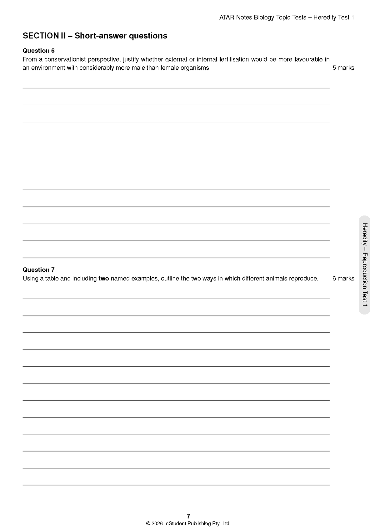ATAR Notes HSC Year 12 Biology Topic Tests (2026-2027)