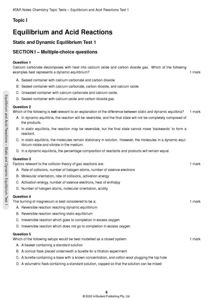ATAR Notes HSC Year 12 Chemistry Topic Tests (2026-2028)