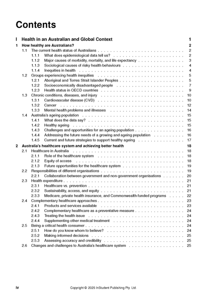 White Course Notes by ATAR Notes, showing a detailed table of contents with headings and page numbers.