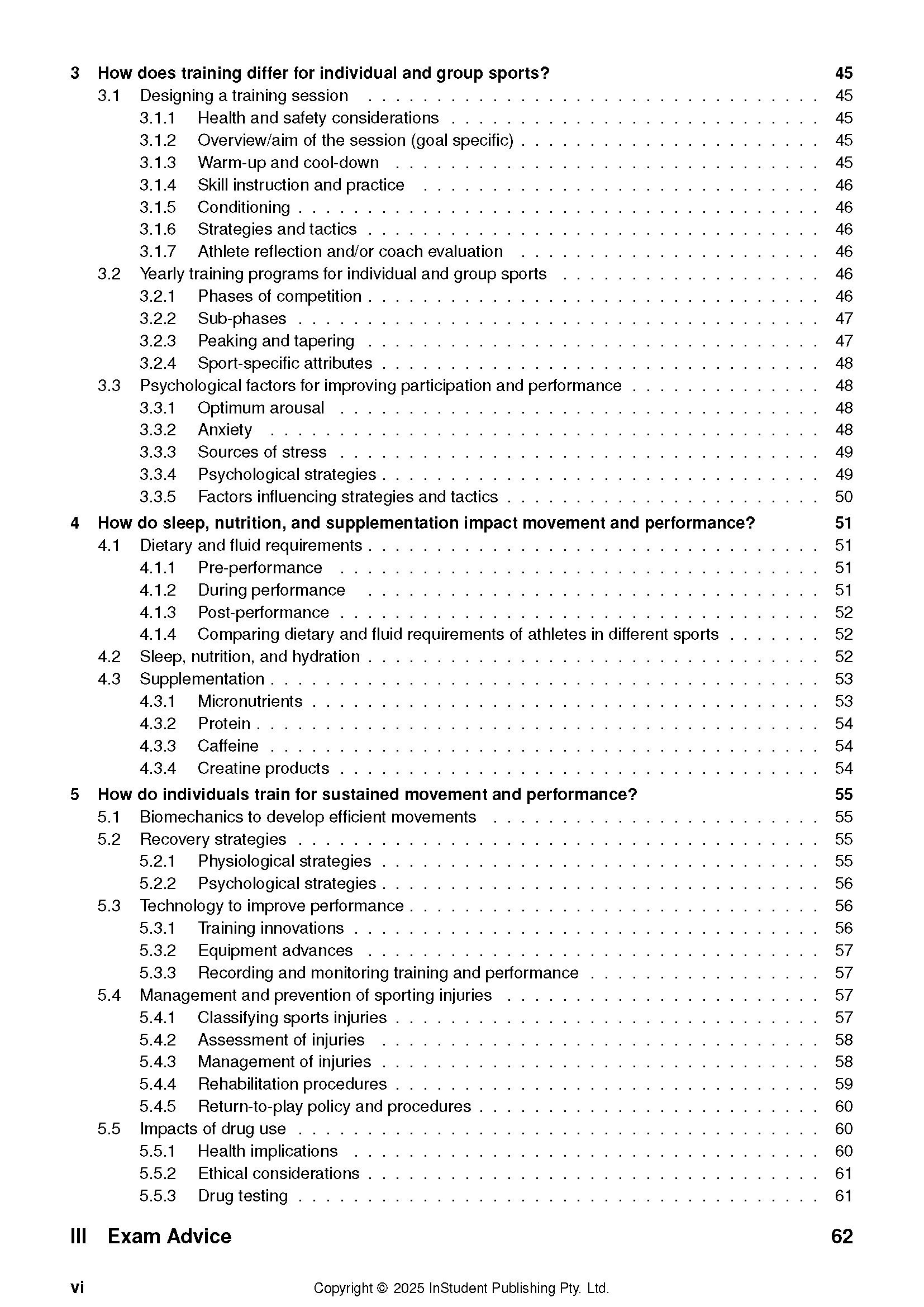 Course Notes by ATAR Notes, displaying a table of contents with section headings and page numbers.