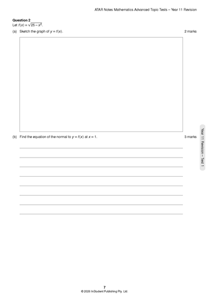 ATAR Notes HSC Year 12 Mathematics Advanced Topic Tests (2026-2029)