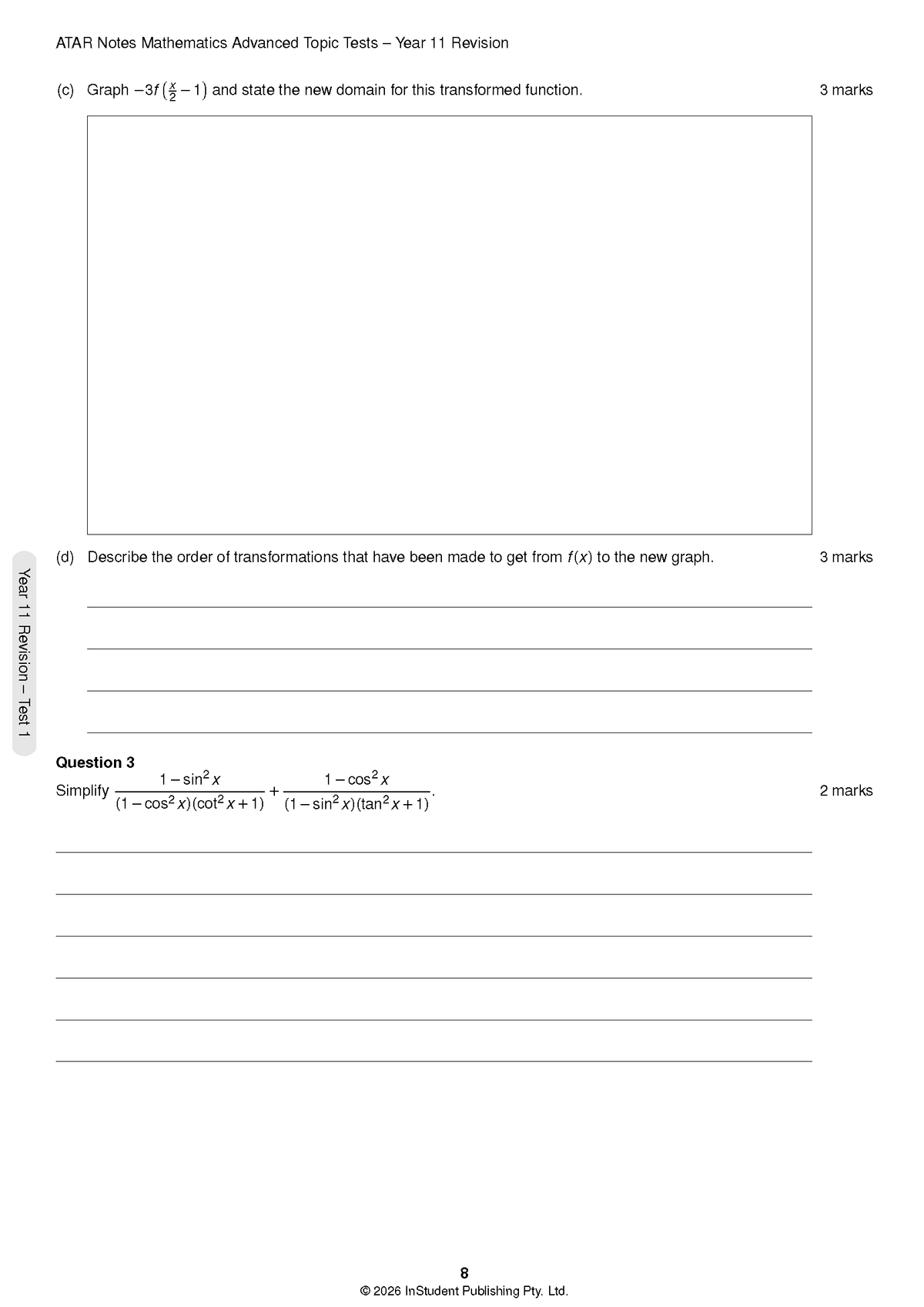 ATAR Notes HSC Year 12 Mathematics Advanced Topic Tests (2026-2029)