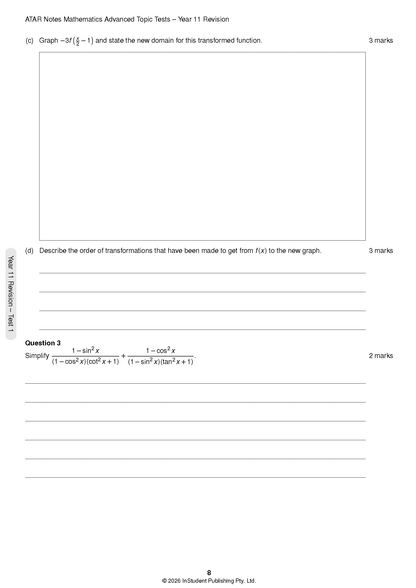 ATAR Notes HSC Year 12 Mathematics Advanced Topic Tests (2026-2029)