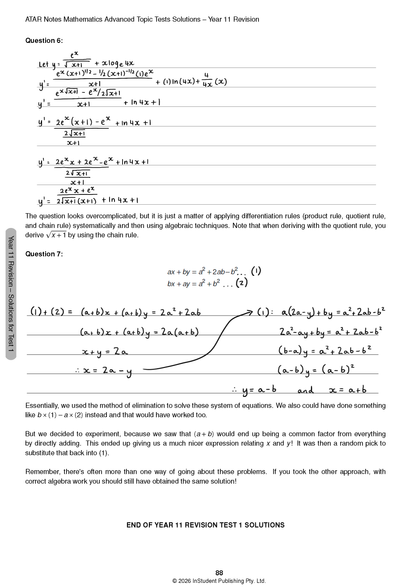 ATAR Notes HSC Year 12 Mathematics Advanced Topic Tests (2026-2029)