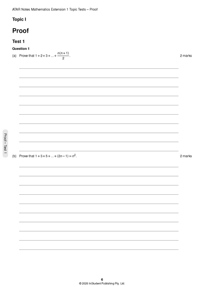 ATAR Notes HSC Year 12 Mathematics Extension 1 Topic Tests (2026-2029)