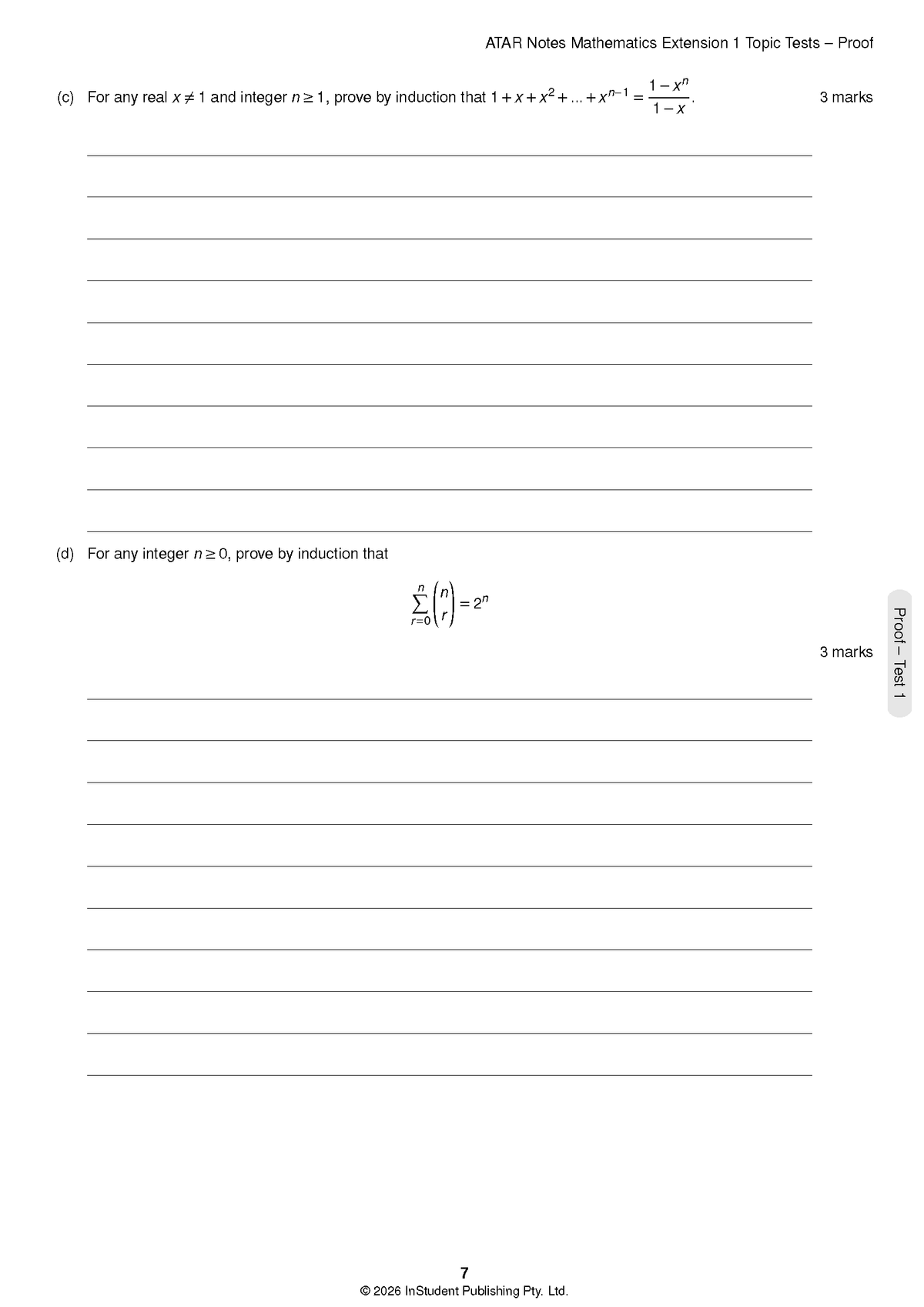 ATAR Notes HSC Year 12 Mathematics Extension 1 Topic Tests (2026-2029)