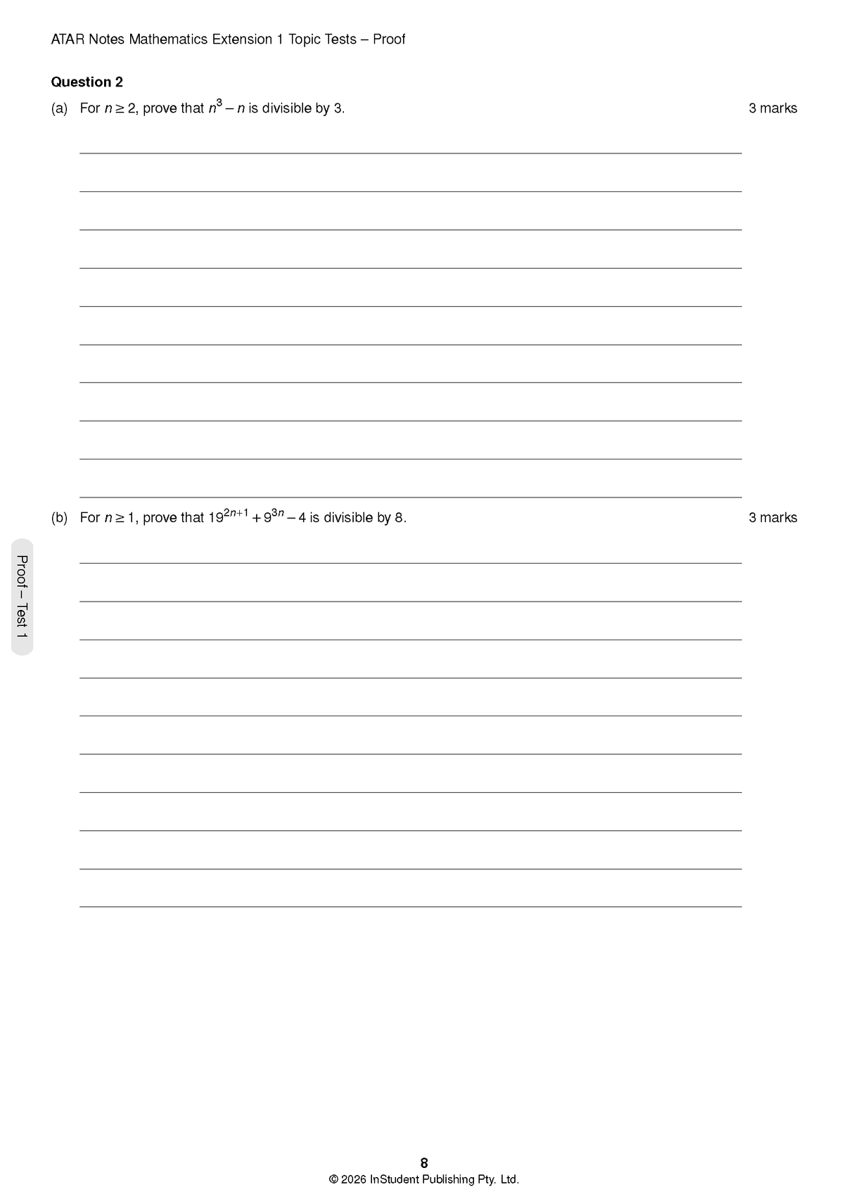 ATAR Notes HSC Year 12 Mathematics Extension 1 Topic Tests (2026-2029)