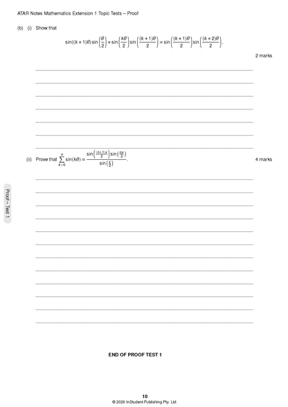 ATAR Notes HSC Year 12 Mathematics Extension 1 Topic Tests (2026-2029)