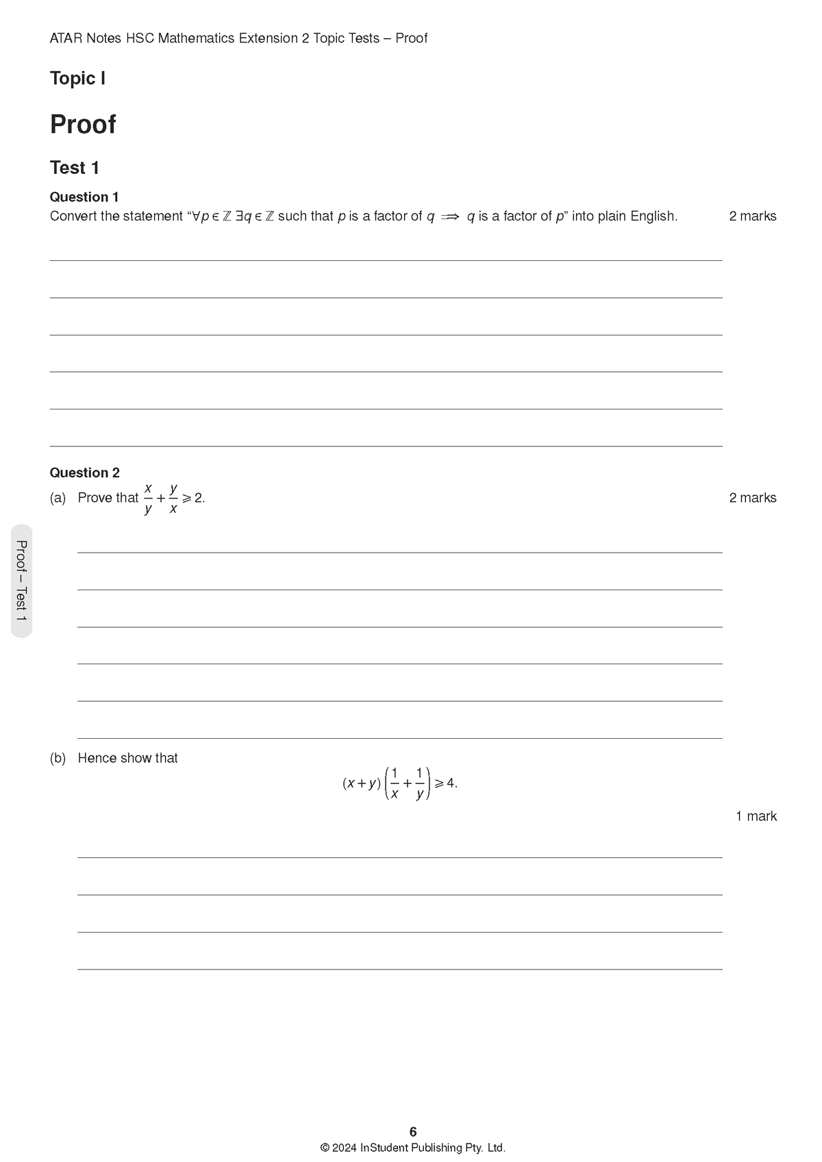 ATAR Notes HSC Year 12 Mathematics Extension 2 Topic Tests (2026-2029)