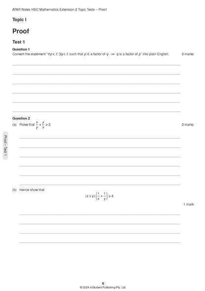 ATAR Notes HSC Year 12 Mathematics Extension 2 Topic Tests (2026-2029)