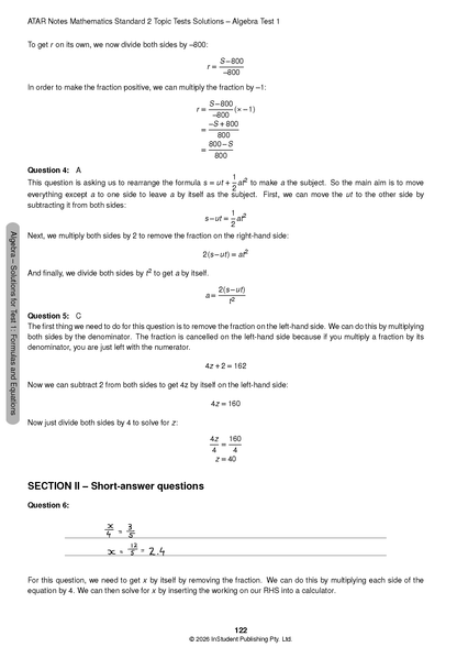 ATAR Notes HSC Year 12 Mathematics Standard 2 Topic Tests (2026-2029)