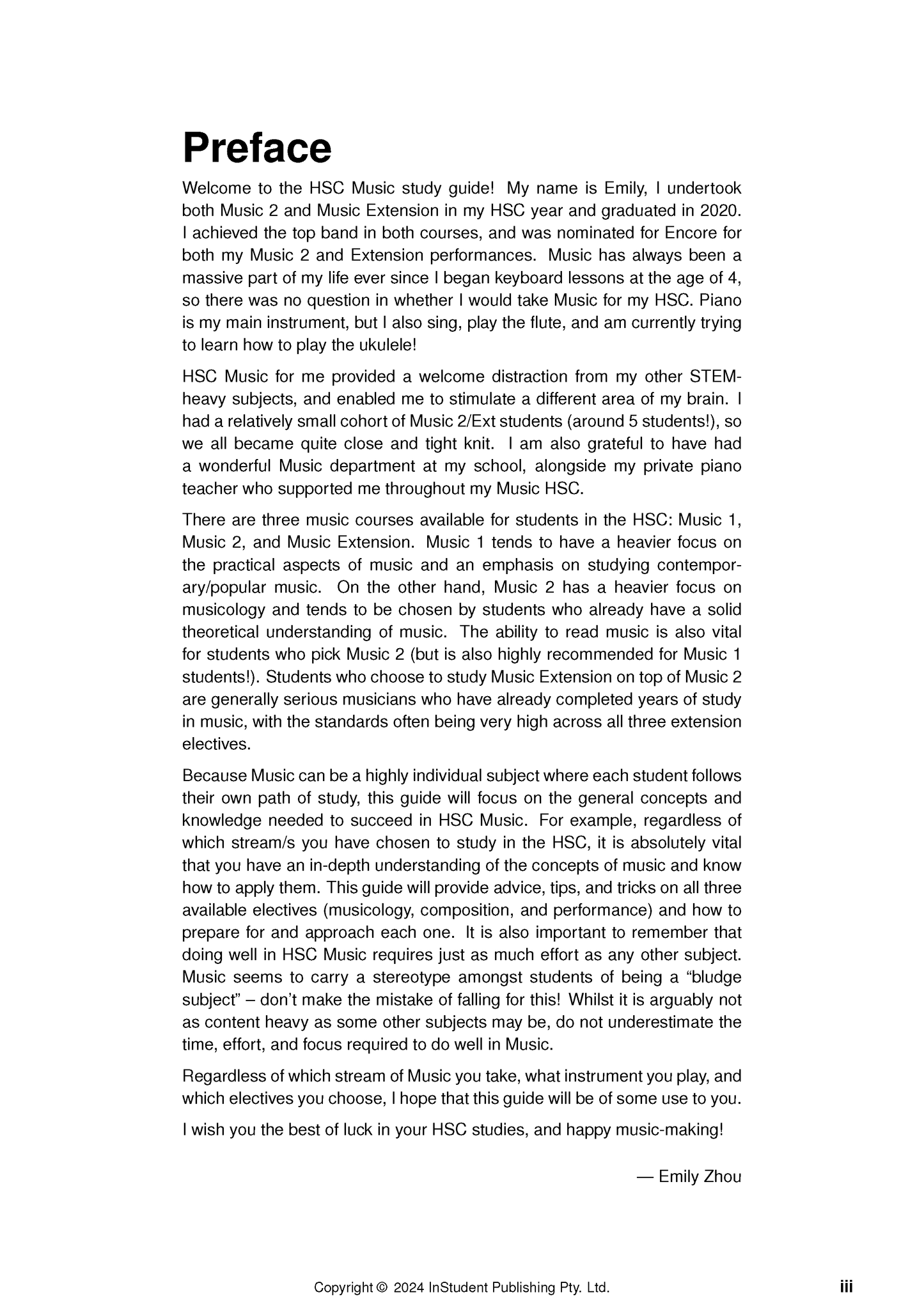 Complete Course Notes by ATAR Notes, a white page with black text showing the "Preface" section and copyright details.