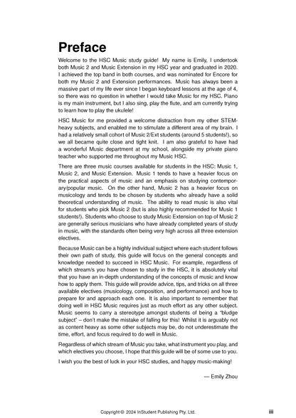 Complete Course Notes by ATAR Notes, a white page with black text showing the "Preface" section and copyright details.