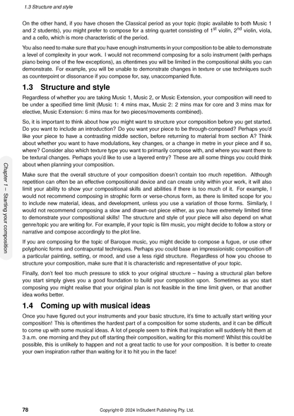Music Course Notes open to a page by ATAR Notes, with black text, headings, and page number 78 visible.