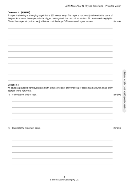 ATAR Notes HSC Year 12 Physics Topic Tests (2026-2027)