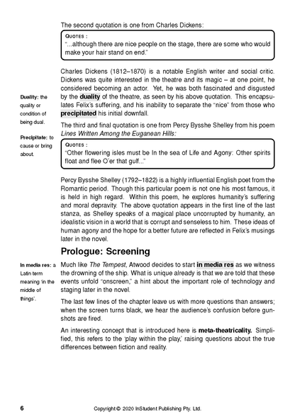 White page from a Text Guide featuring definitions, quotes, and analytical text, with page number 6 and copyright.