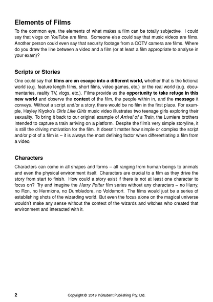 Film Analysis Guide by ATAR Notes, showing a white page with black text, bold headings, and page 2.