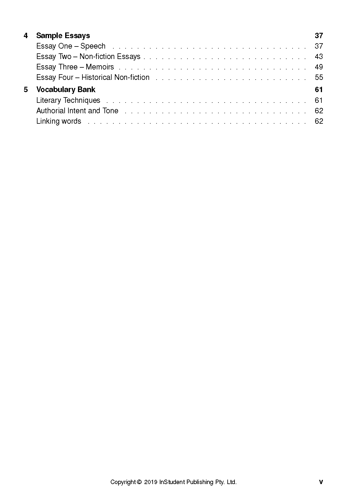 Analysis Guide page by ATAR Notes showing a table of contents with essay and vocabulary sections.