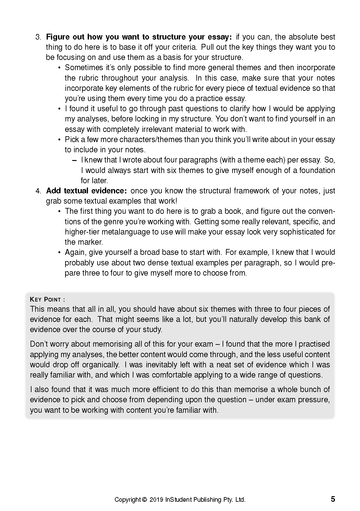 A white page from a text guide by ATAR Notes, displaying black educational text, numbered points, and a grey "KEY POINT" box.