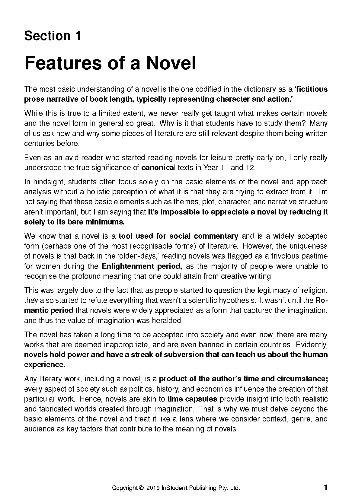 Analysis guide page by ATAR Notes with black text on a white background, displaying headings and copyright information.