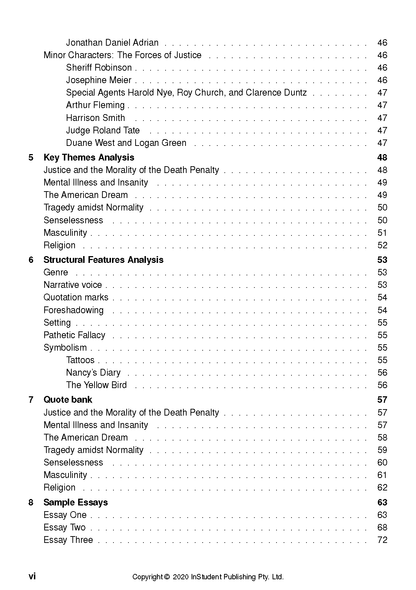 Text guide page displaying a table of contents with numbered sections, topics, and page numbers, plus a copyright notice.
