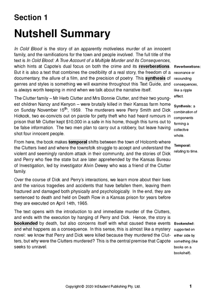 Text Guide by InStudent Publishing Pty. Ltd. showing a white page with a nutshell summary and sidebar definitions.