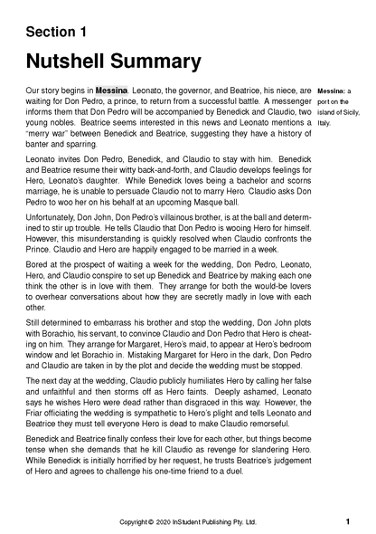 A full page Text Guide by InStudent Publishing Pty. Ltd. featuring 'Section 1 Nutshell Summary' in black text on a white background.