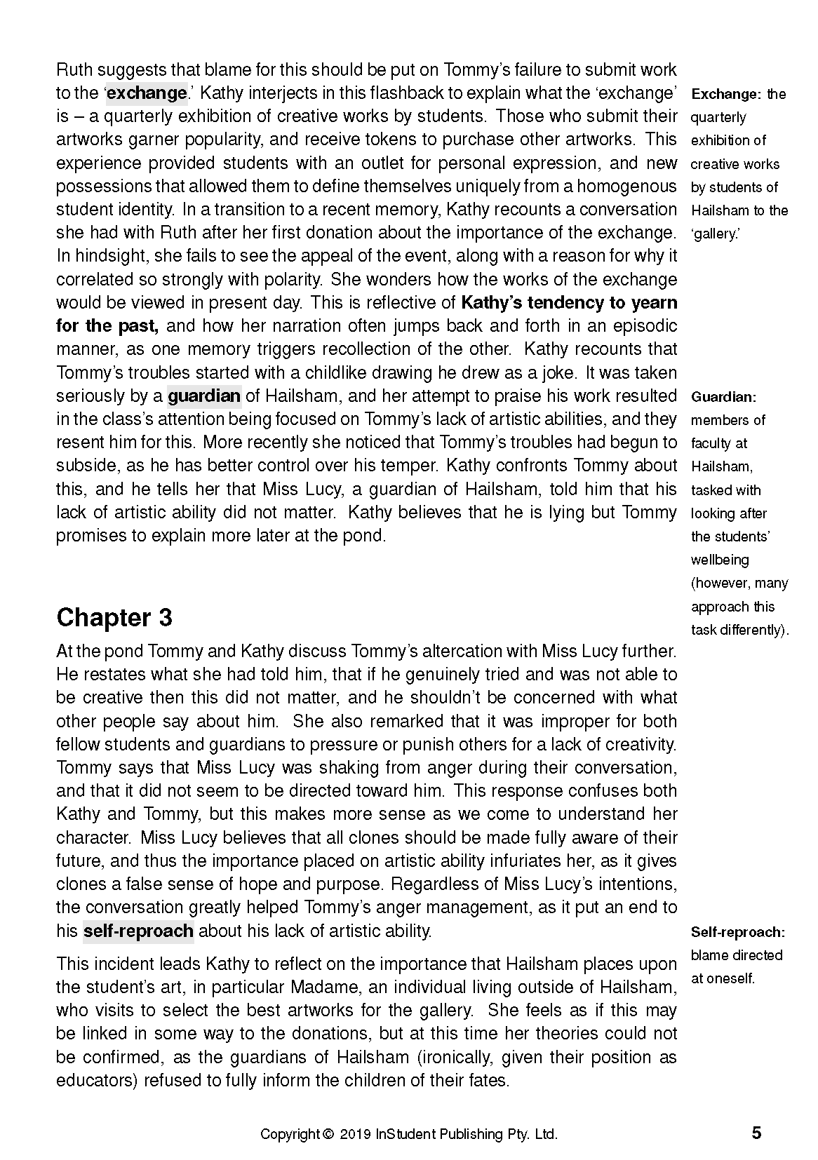 Text guide page 5 with black text on a white background, including headings, paragraphs, and side notes.