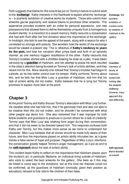Text guide page 5 with black text on a white background, including headings, paragraphs, and side notes.