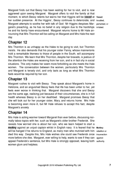 Text Guide page with English text, chapter headings, glossary words, and page number 7.
