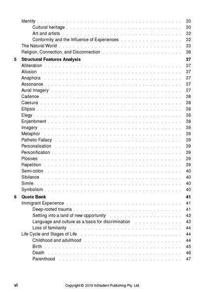 Text Guide Old/New World by Peter Skrzynecki from InStudent Publishing Pty. Ltd., displaying a table of contents page with headings and page numbers.
