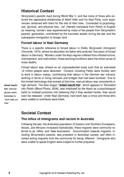 Text guide page by InStudent Publishing with black text on white background, detailing historical and societal context.