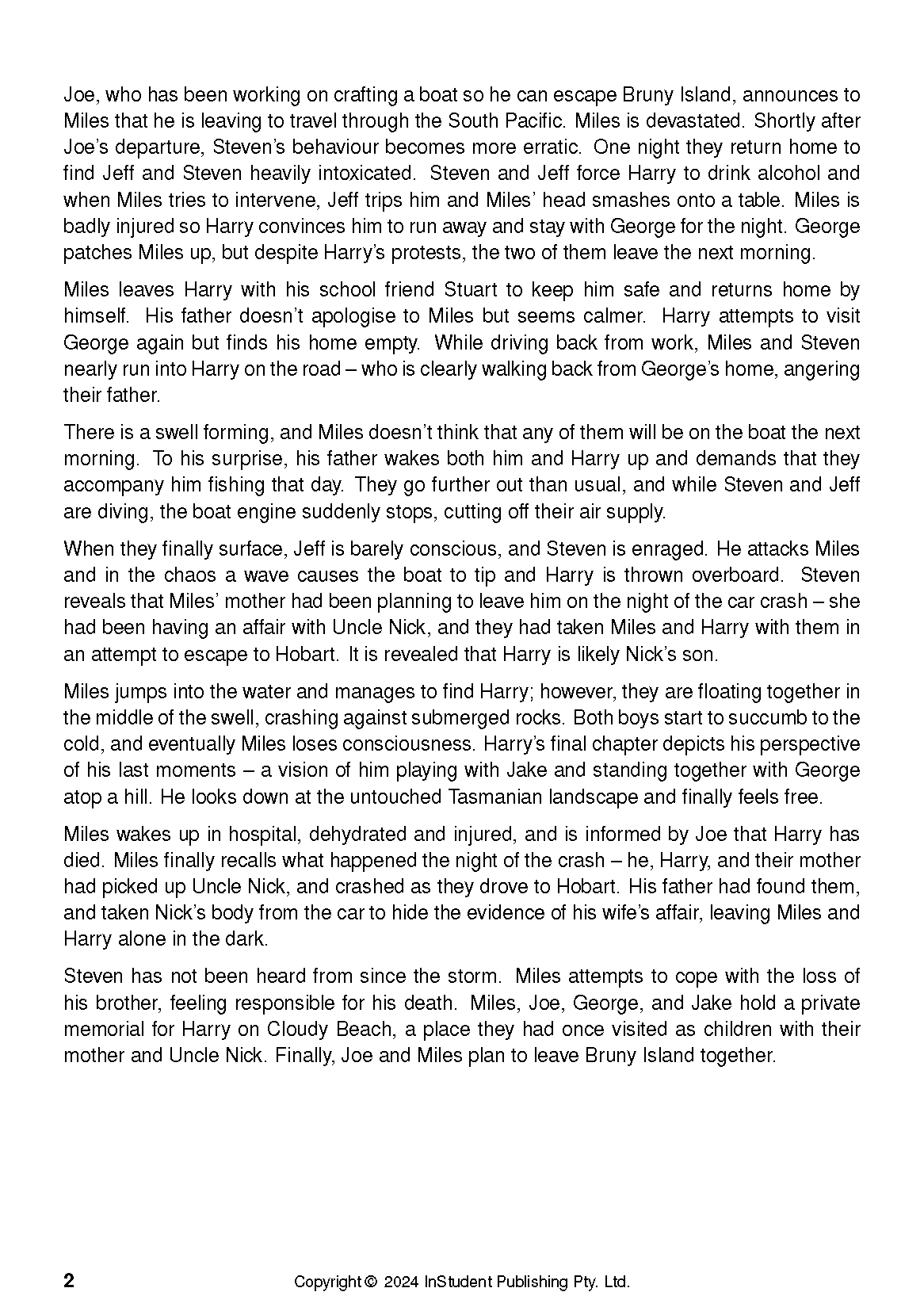 Text Guide by InStudent Publishing Pty. Ltd. with black text on a white page discussing Past the Shallows.