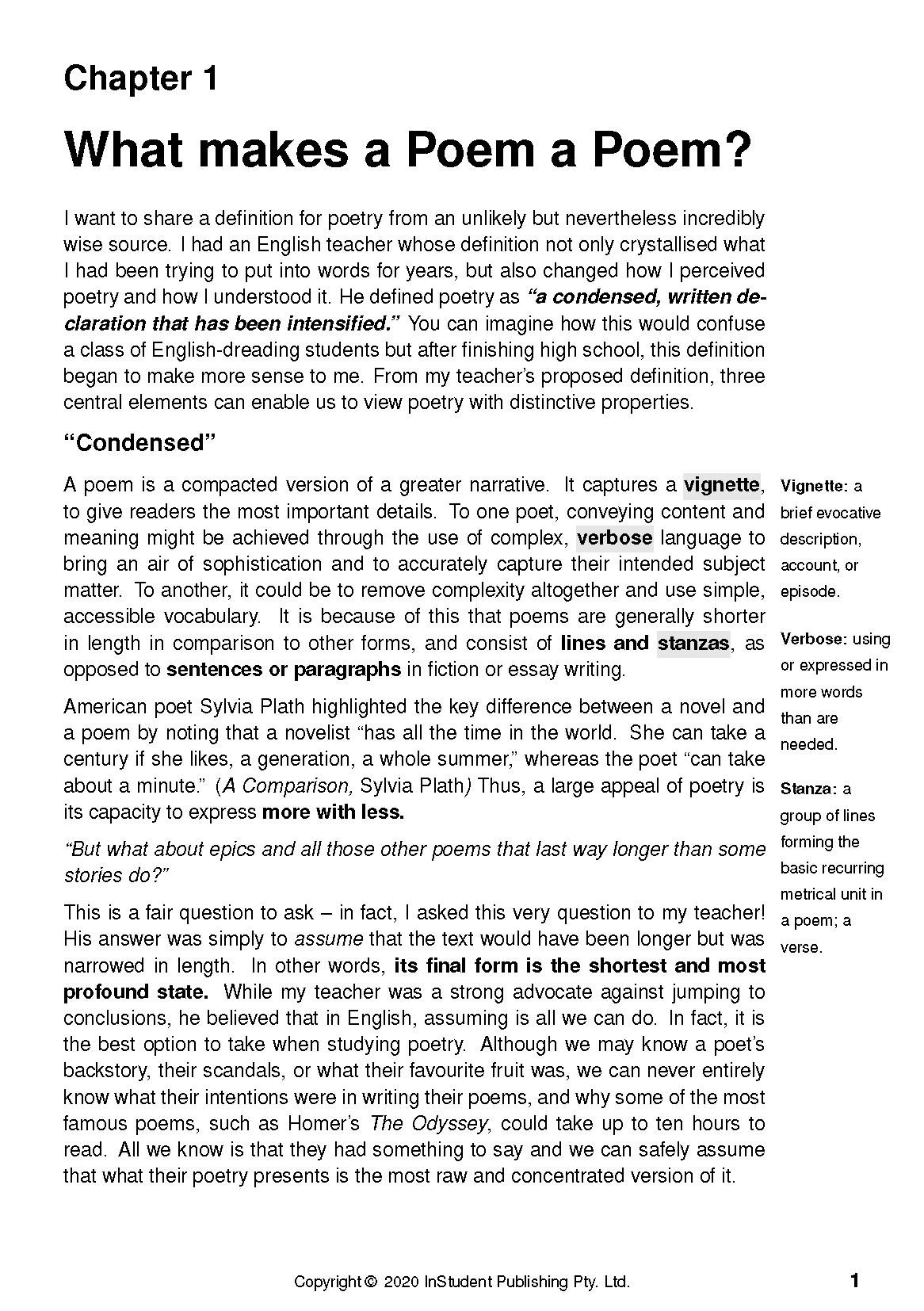 Poetry analysis text guide by ATAR Notes, displaying black text and highlighted terms on a white page.