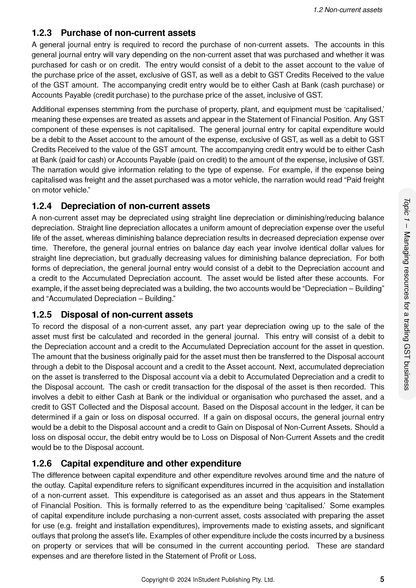 VCE Accounting Course Notes by ATAR Notes, displaying a page about non-current assets and capital expenditure.
