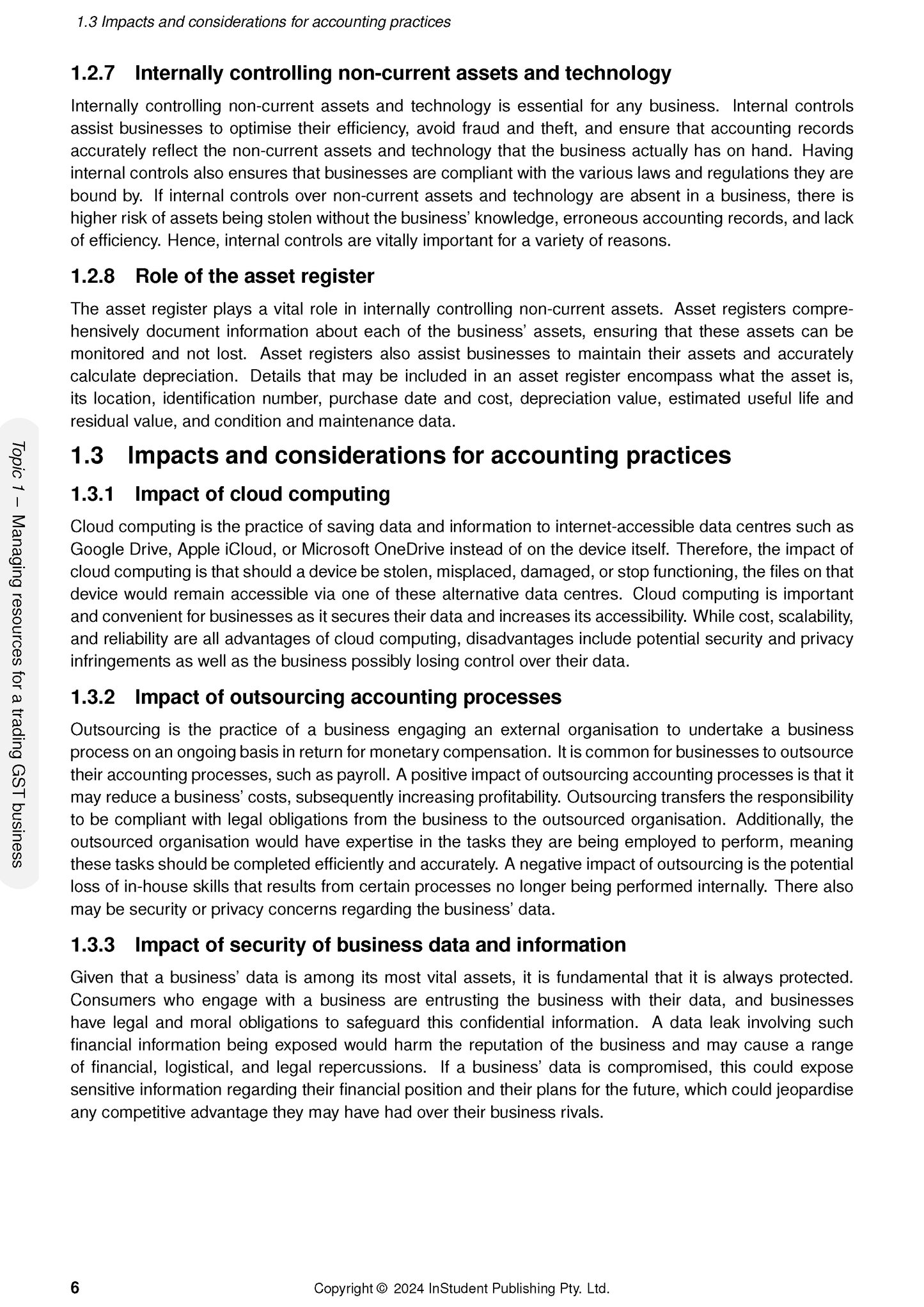 VCE Accounting 3&4 Complete Course Notes from ATAR Notes, showing a white page with black text and headings on accounting practices.