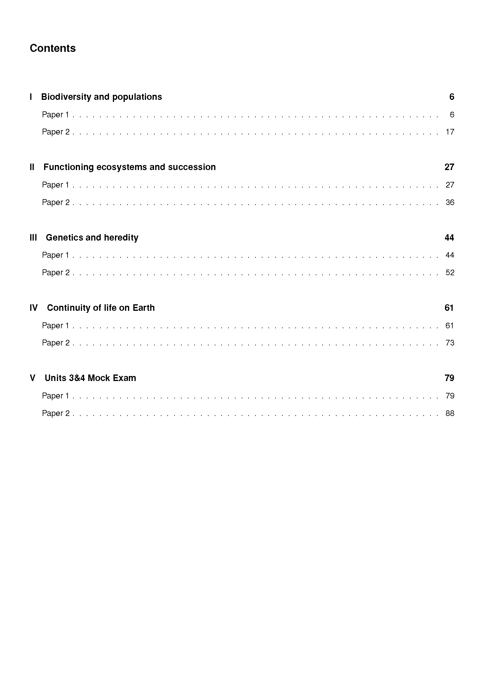 Topic Tests by ATAR Notes, displaying a detailed table of contents for QCE Biology 3&4.