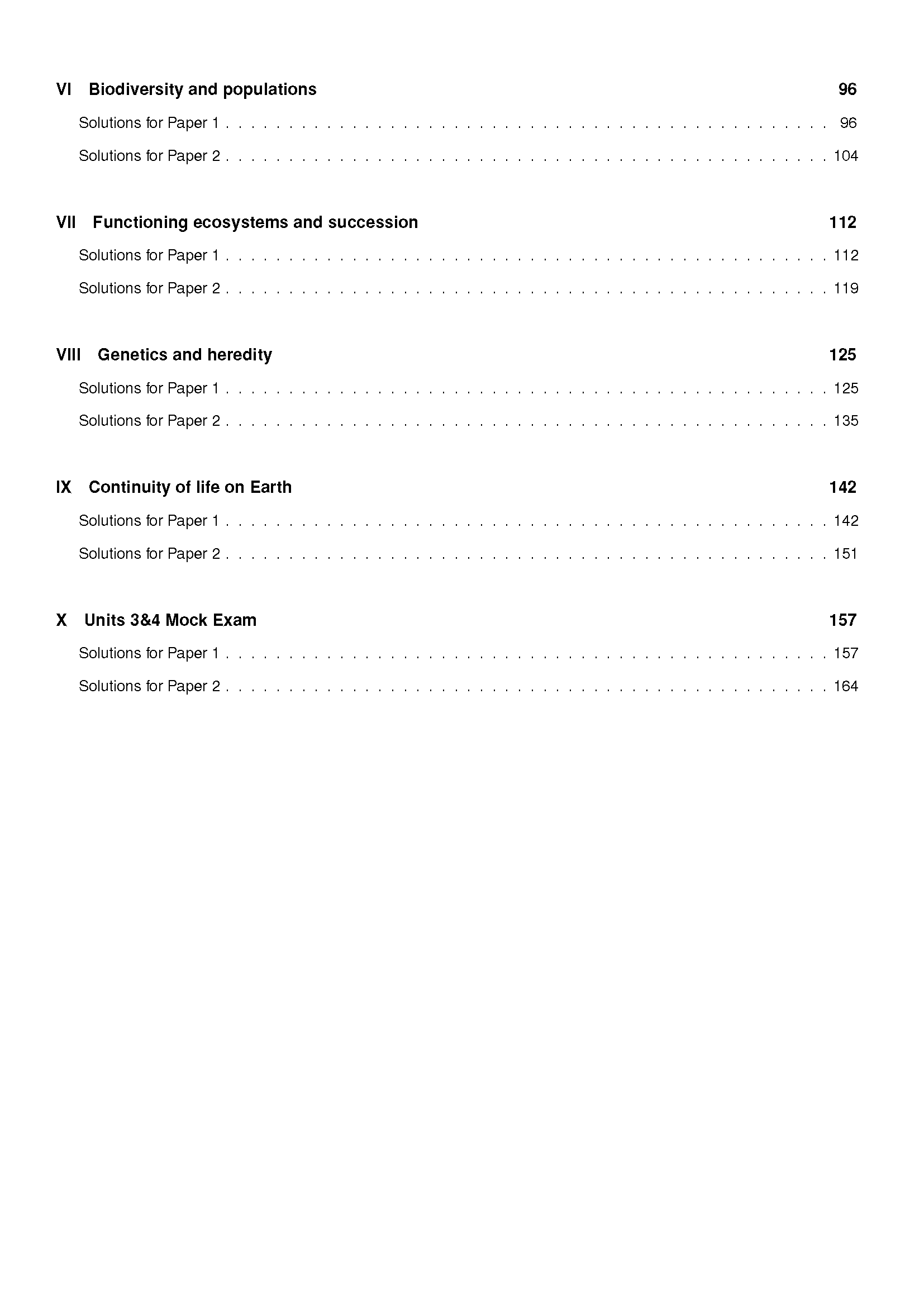 QCE Biology 3&4 Topic Tests by ATAR Notes, showing a table of contents page with sections from 'Biodiversity' to 'Mock Exam'.