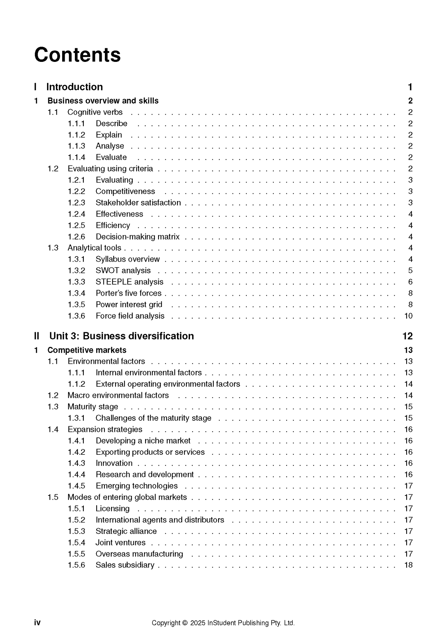 Complete Course Notes by ATAR Notes, displaying the table of contents with page numbers.