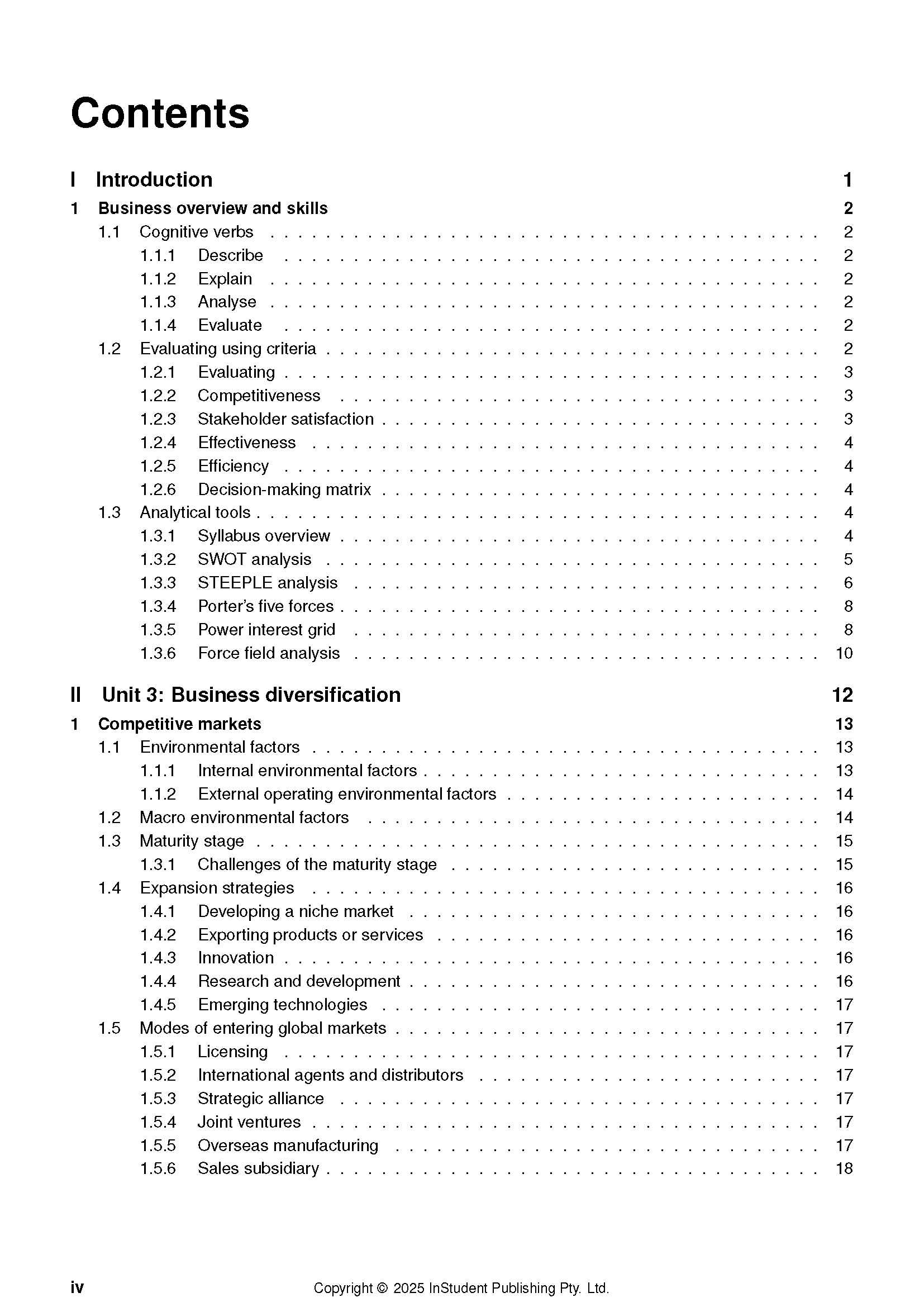 Complete Course Notes by ATAR Notes, displaying the table of contents with page numbers.