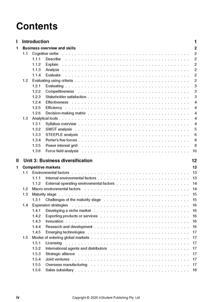 Complete Course Notes by ATAR Notes, displaying the table of contents with page numbers.