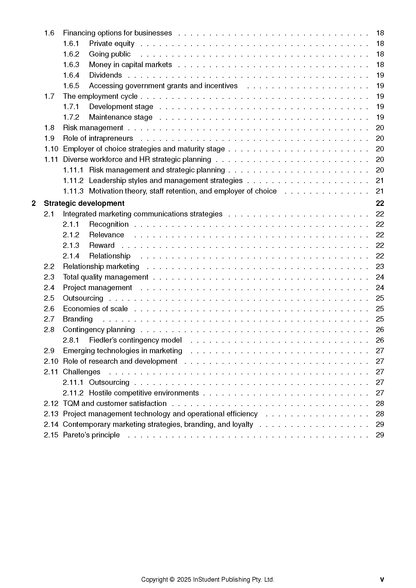 Course notes by ATAR Notes showing a table of contents with numbered sections and page numbers.