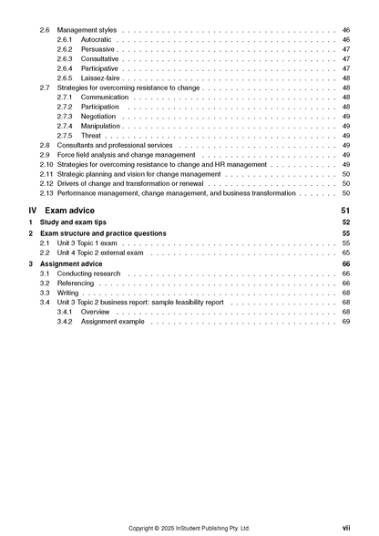 Complete Course Notes by ATAR Notes showing a table of contents with chapter headings and page numbers.