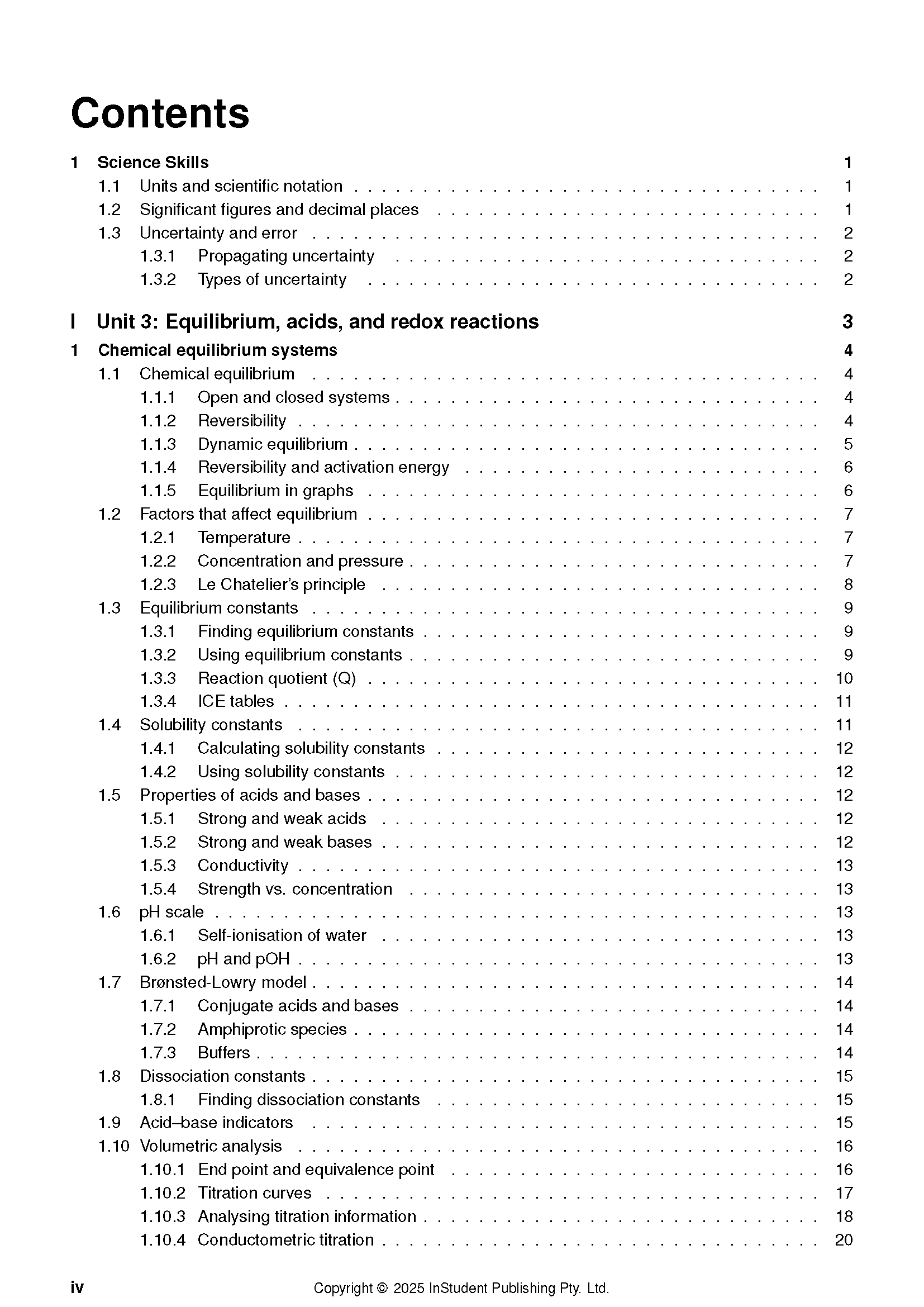 Course Notes by ATAR Notes showing a detailed table of contents with black text, numbered sections, and page numbers on a white page.