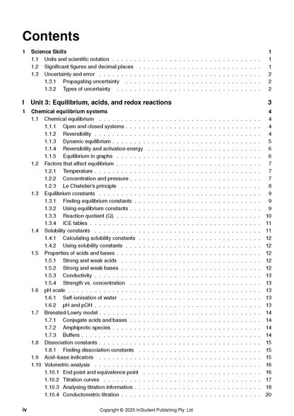 Course Notes by ATAR Notes showing a detailed table of contents with black text, numbered sections, and page numbers on a white page.