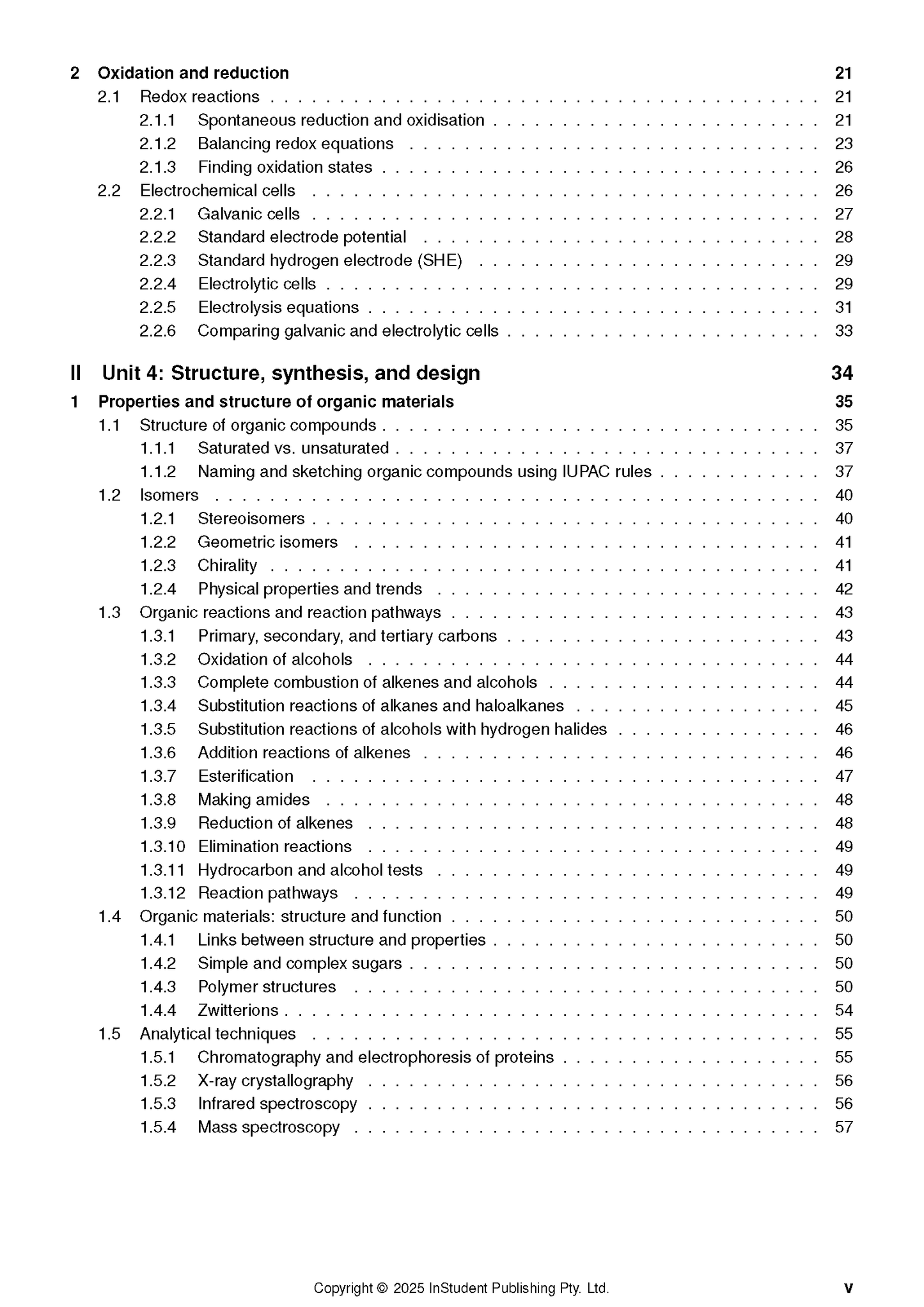 White QCE Chemistry 3&4 Complete Course Notes by ATAR Notes, displaying a detailed table of contents from a cropped page.