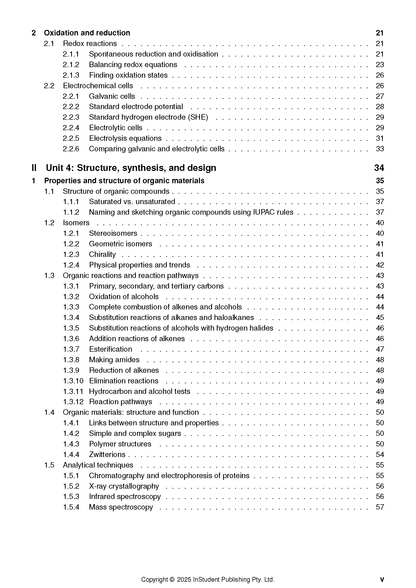 White QCE Chemistry 3&4 Complete Course Notes by ATAR Notes, displaying a detailed table of contents from a cropped page.